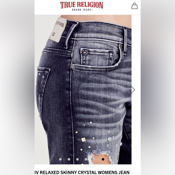 True religion Liv Relaxed Skinny Crystal Jean Black Smog Denim - Picture 15 of 16